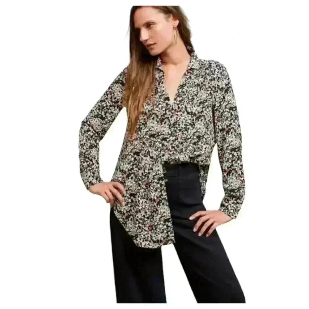 Anthropologie Maeve “Matilda” Floral Pintuck Pleated Blouse (Size Small)